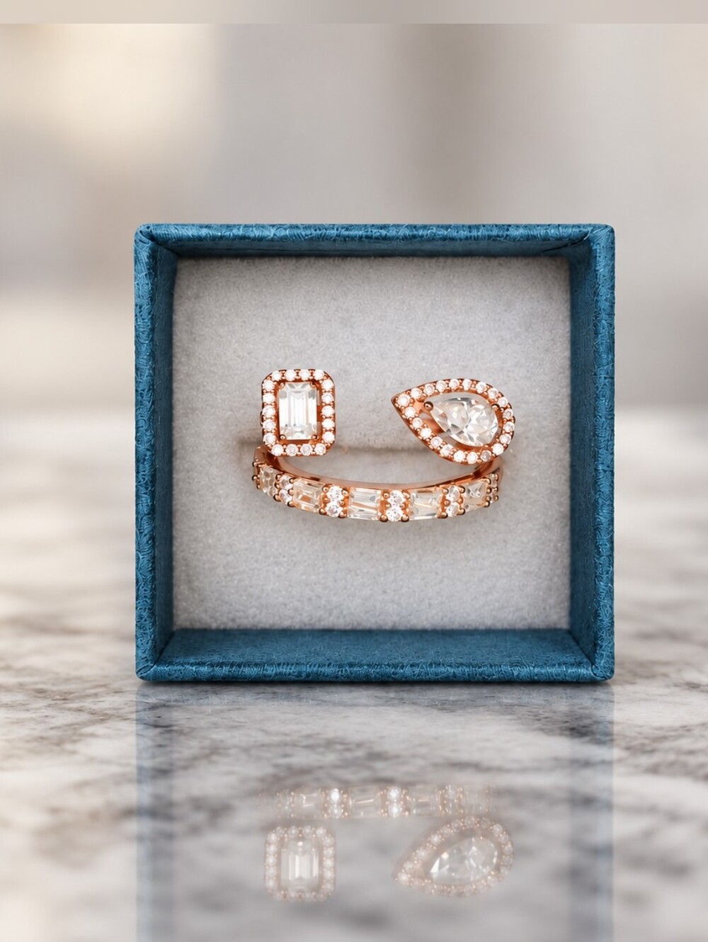 Size 7 Moissanite Rose Gold Over 925 Sterling Silver 2-Piece Stacking Ring Set